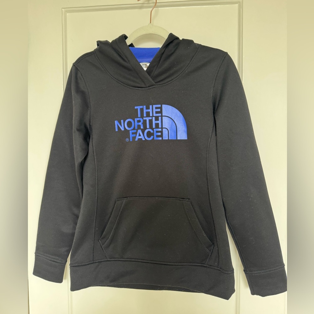 The North Face Women Black Hoodie with Blue Logo